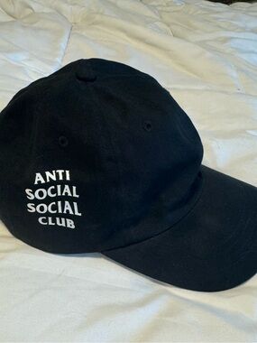 Anti Social Social Club Black Baseball Cap with White Logo
